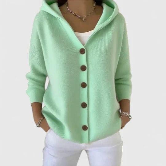 Jeanne – Hooded Button-Down Knit Cardigan