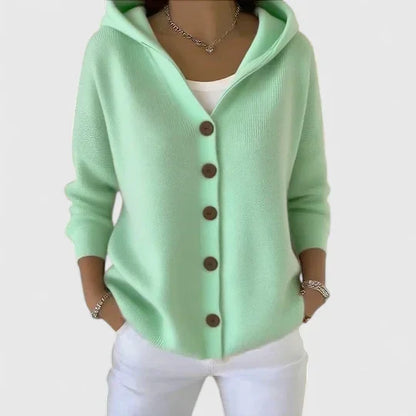 Jeanne – Hooded Button-Down Knit Cardigan