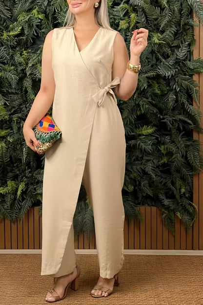 Mona – Wrap Front Sleeveless Jumpsuit