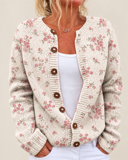 Mercedes – Printed Button-Front Knit Cardigan