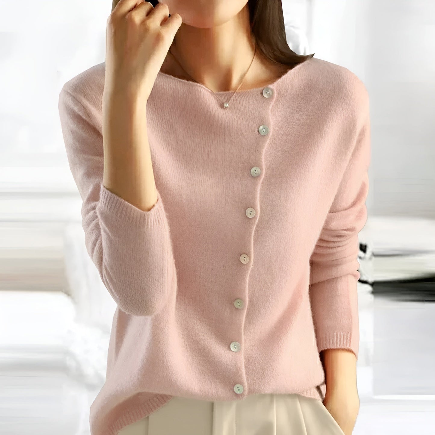 Evelyn – Button-Front Knit Cardigan