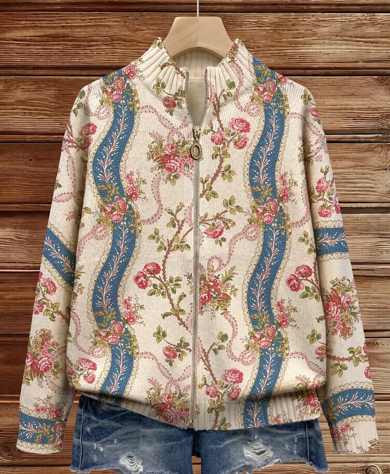 Diane – Floral Print Zip-Up Jacket