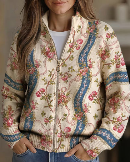 Diane – Floral Print Zip-Up Jacket
