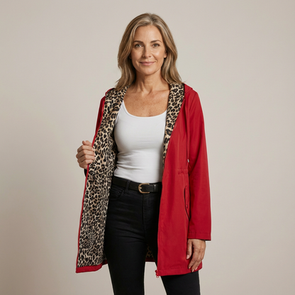 Tara – Reversible Hooded Jacket with Leopard Lining