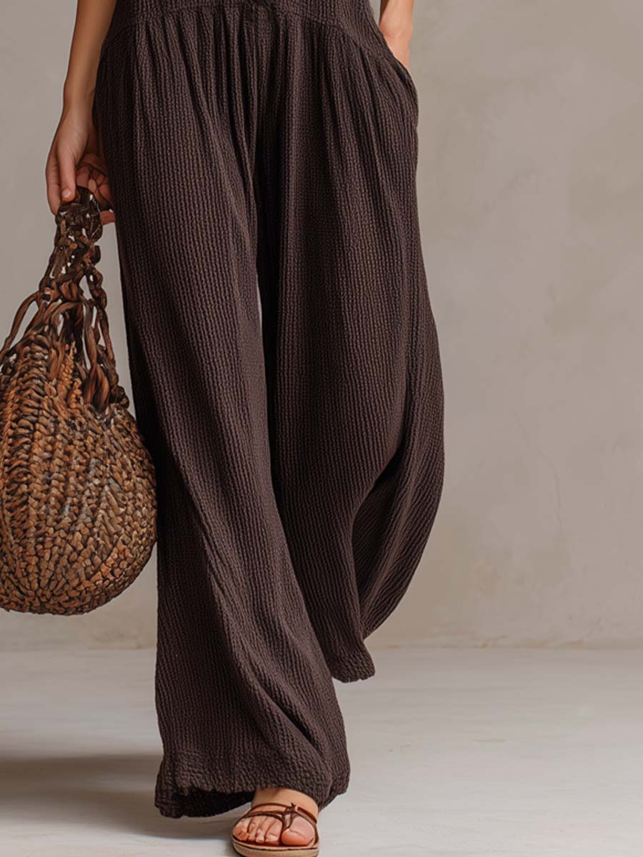 Mary – Bohemian Button-Front Wide Leg Jumpsuit