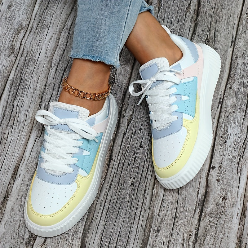 Vivian – Lace-Up Colorblock Platform Sneakers