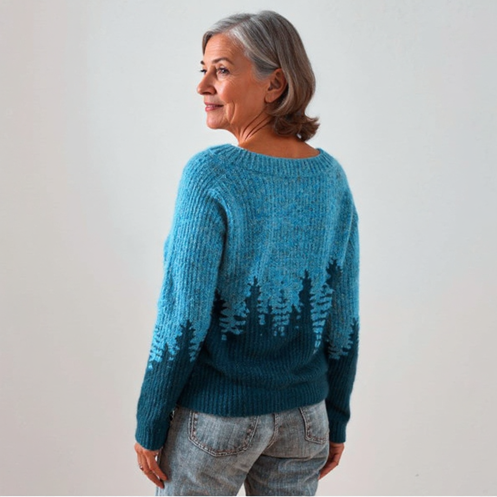 Ashley – Forest Print Relaxed Knit Sweater