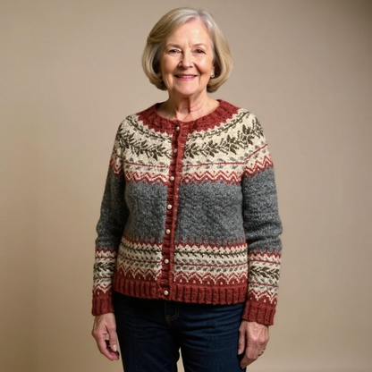 Paulette – Fair Isle Knit Button-Up Cardigan