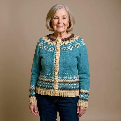 Lena – Fair Isle Button-Up Knit Cardigan