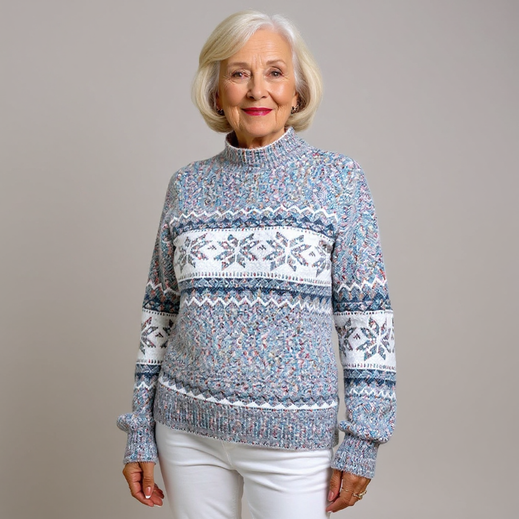 Vivien – Nordic Snowflake Knit Sweater