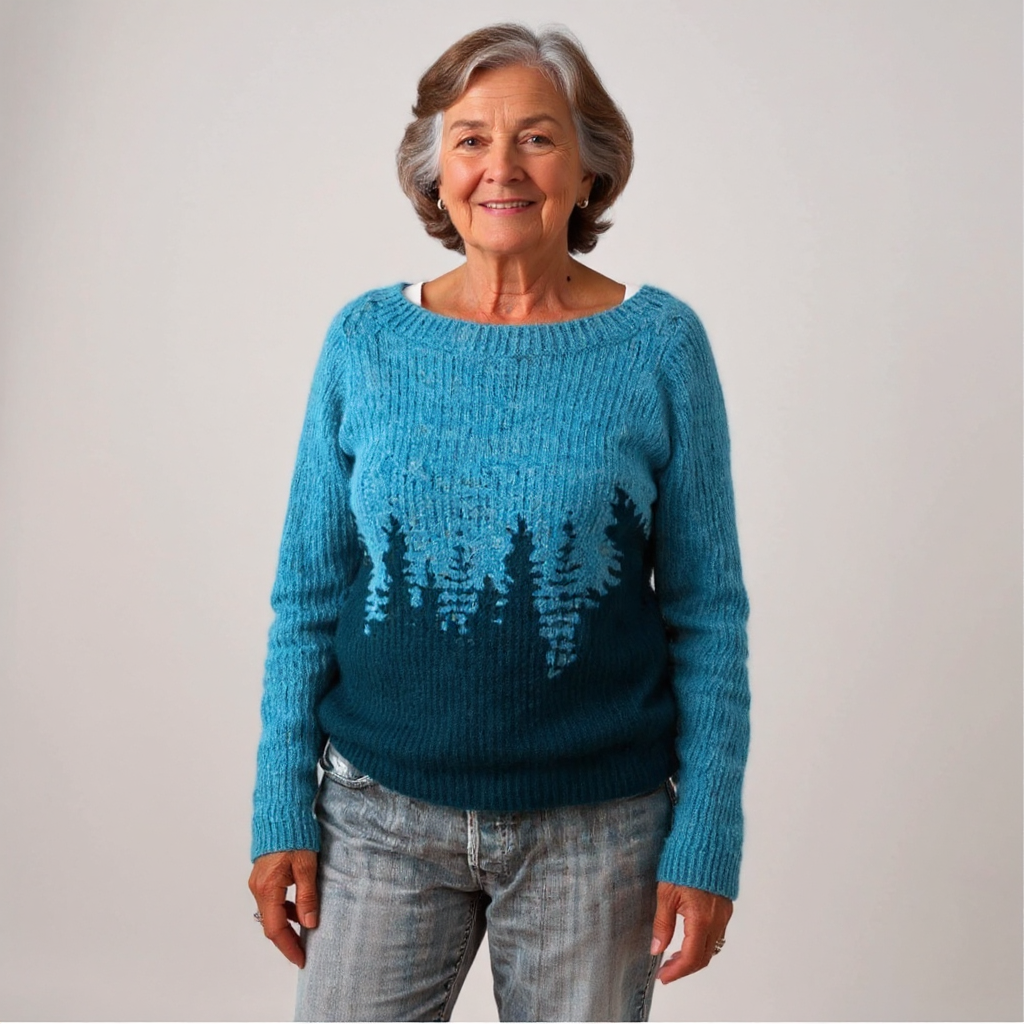 Ashley – Forest Print Relaxed Knit Sweater