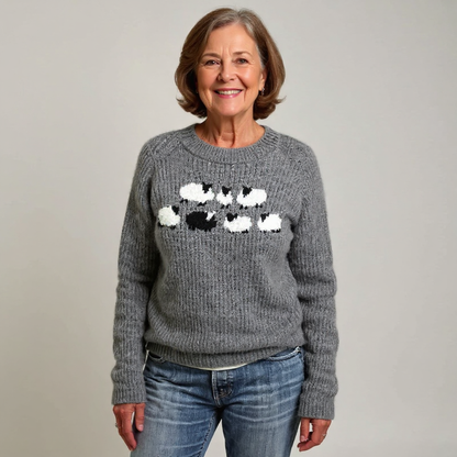 Marcella – Cozy Knit Sweater with Sheep Print