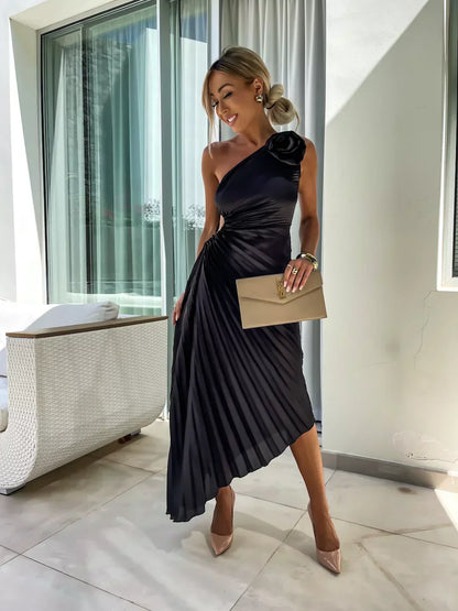 Lavinia | Elegant Floral One-Shoulder Maxi Dress