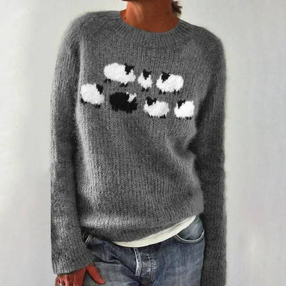 Marcella – Cozy Knit Sweater with Sheep Print