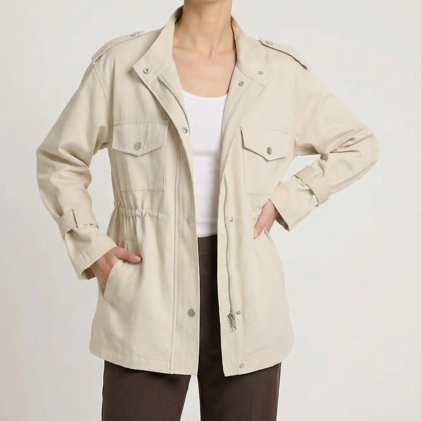 Wendy – Cinched Waist Utility Jacket