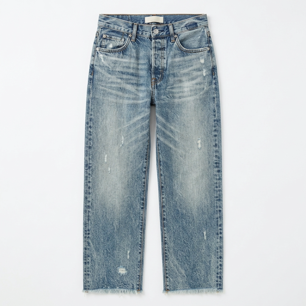 Marjorie – Cropped Straight Leg Fringed Jeans