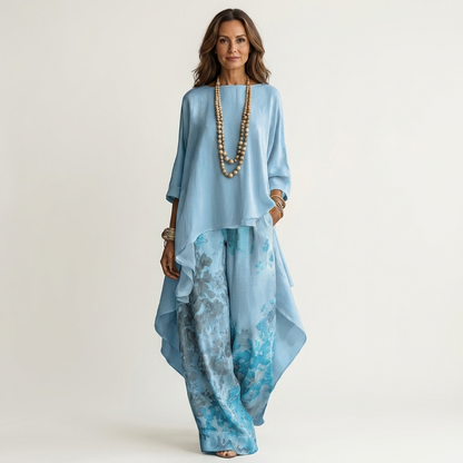 Joyce – Asymmetric Tunic and Wide-Leg Pants Set