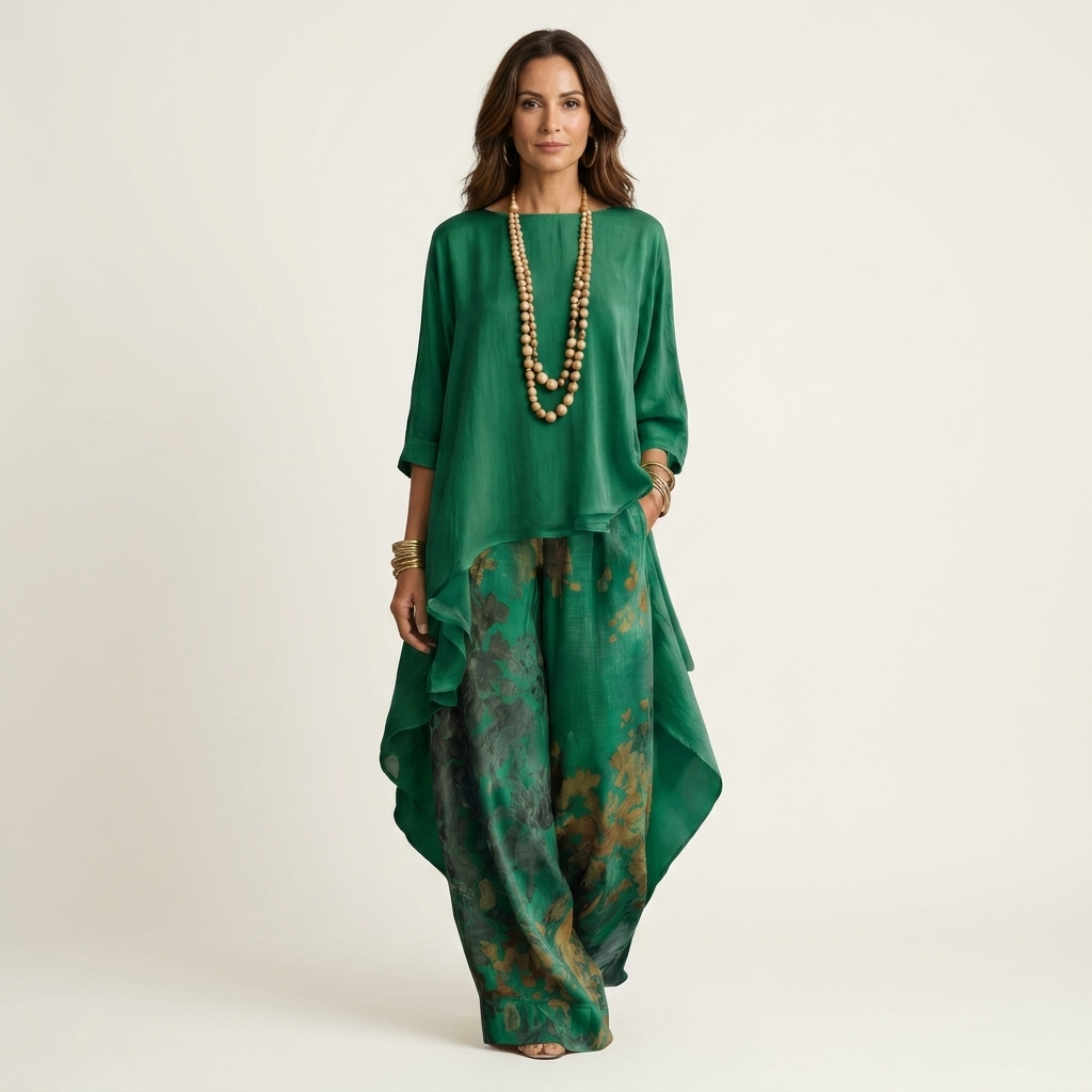 Joyce – Asymmetric Tunic and Wide-Leg Pants Set
