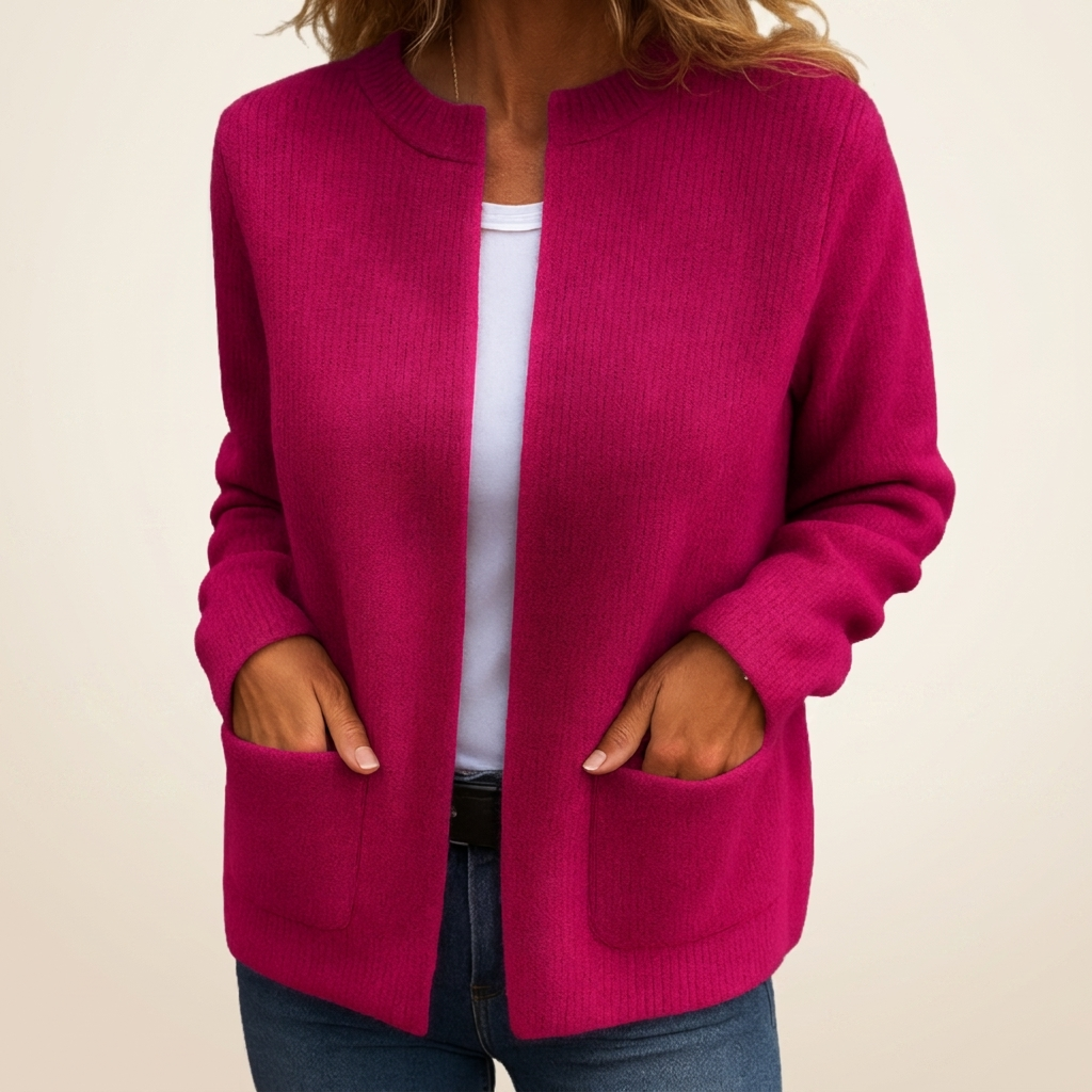 Vera – Open-Front Ribbed Knit Cardigan