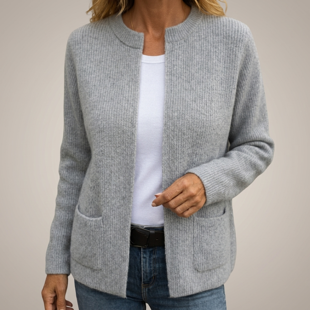 Vera – Open-Front Ribbed Knit Cardigan