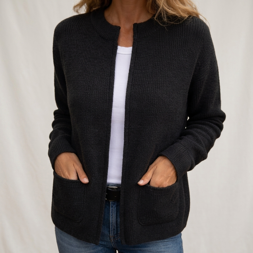 Vera – Open-Front Ribbed Knit Cardigan