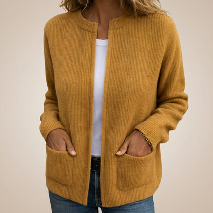 Vera – Open-Front Ribbed Knit Cardigan