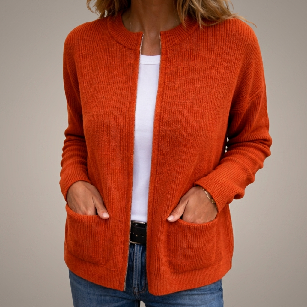 Vera – Open-Front Ribbed Knit Cardigan