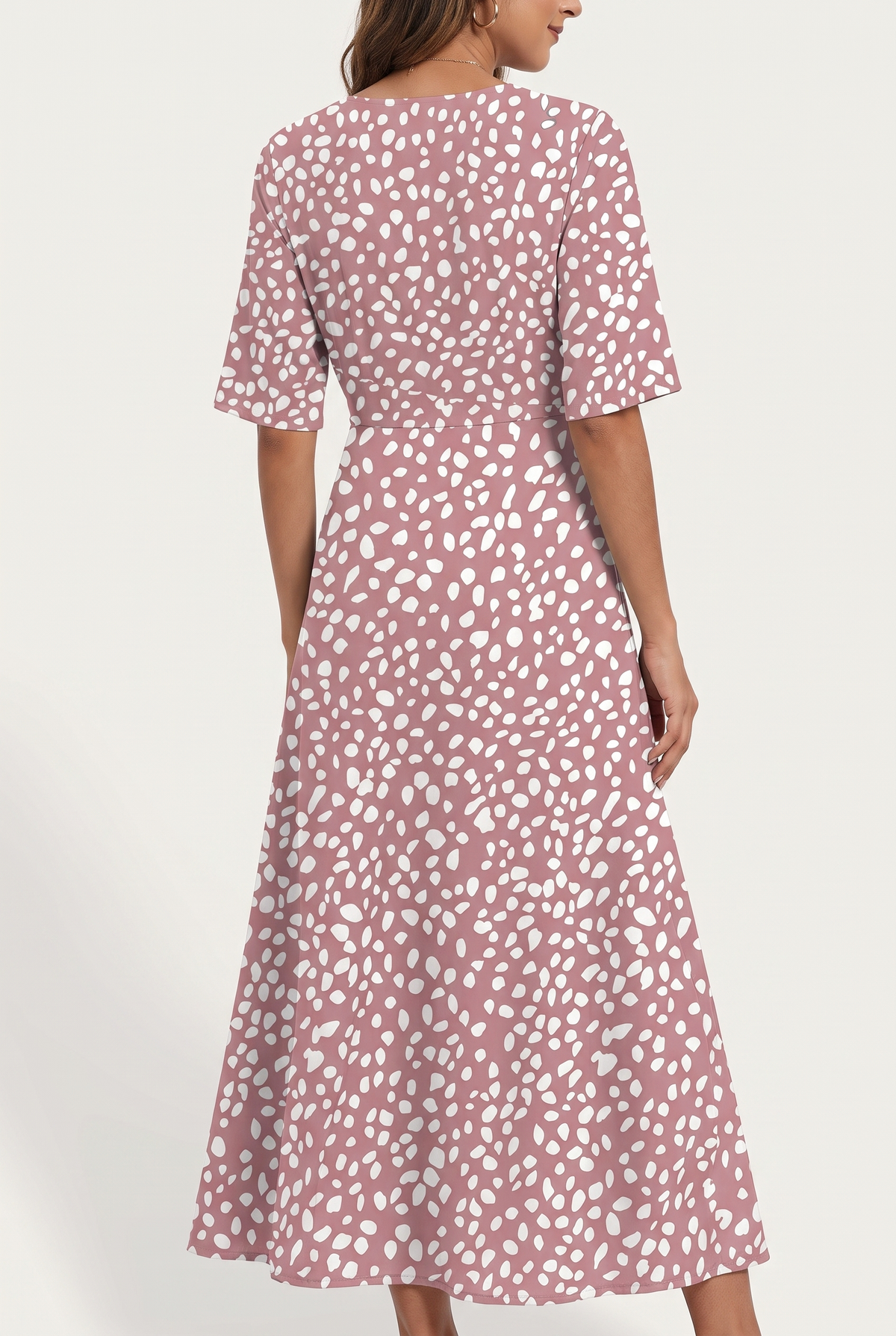 Thelma – Tummy Covering Spot Print Midi Dress