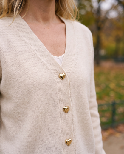 Opal – V-Neck Cardigan with Heart Buttons