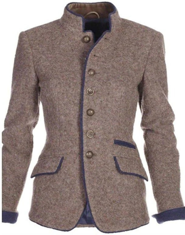 Rachelle – Vintage Stand-Collar Two-Tone Blazer