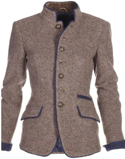 Rachelle – Vintage Stand-Collar Two-Tone Blazer