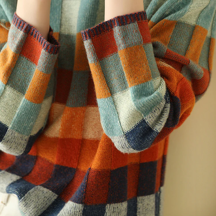 Irene – Retro Check Turtleneck Sweater