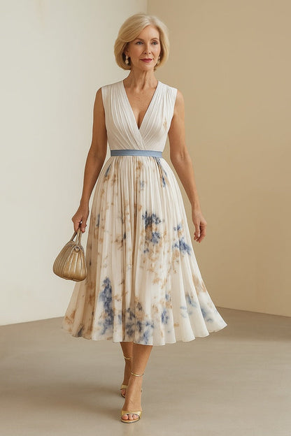 Elise | Timeless Floral Pleated Maxi Dress