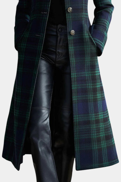 Nita – Tailored Plaid Long Coat