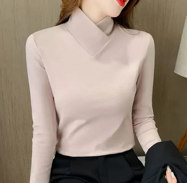 Rebecca – Elegant High-Neck Long Sleeve Top