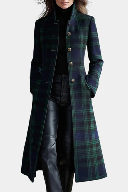 Nita – Tailored Plaid Long Coat