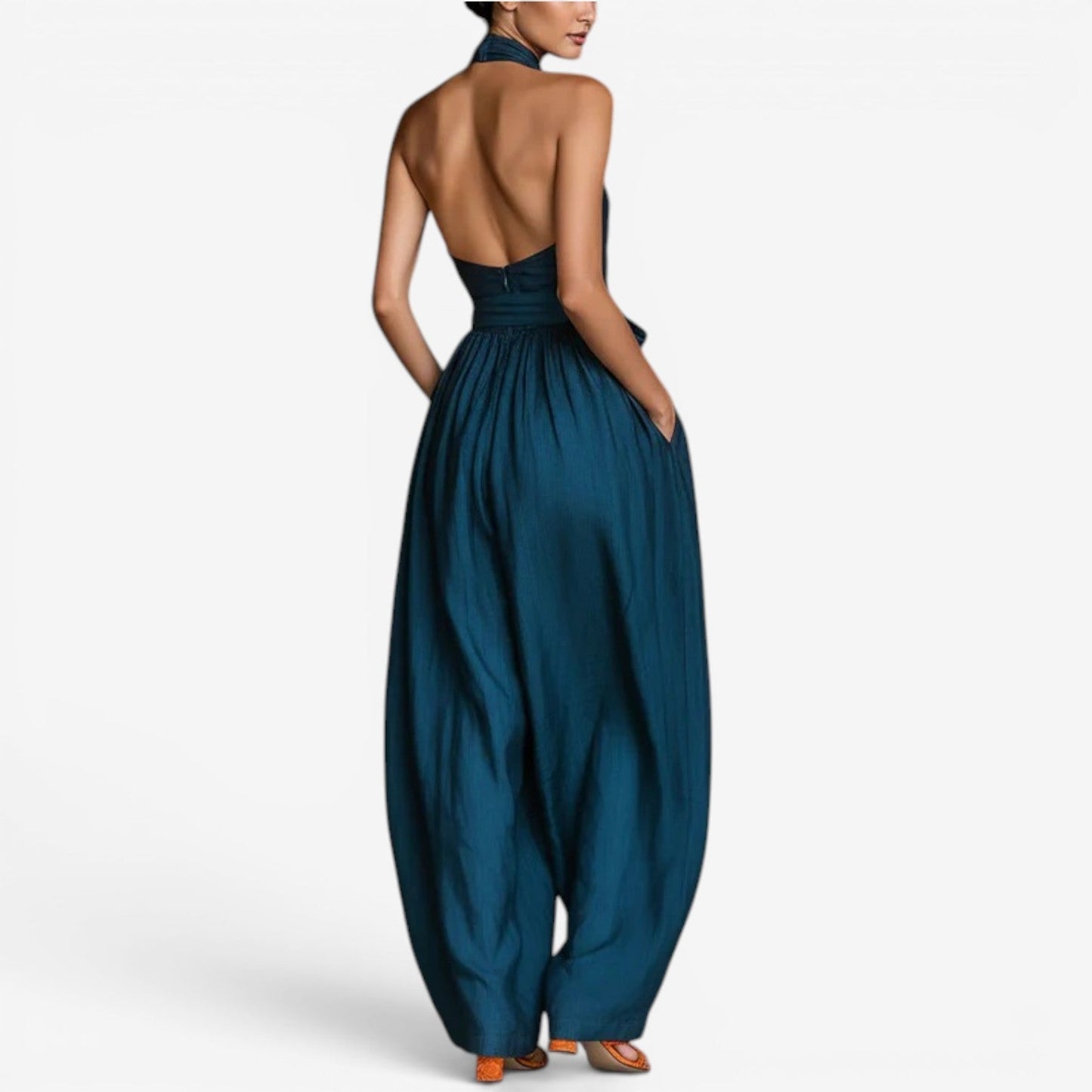 Jacqueline – Elegant Cross-Halter Wide-Leg Jumpsuit