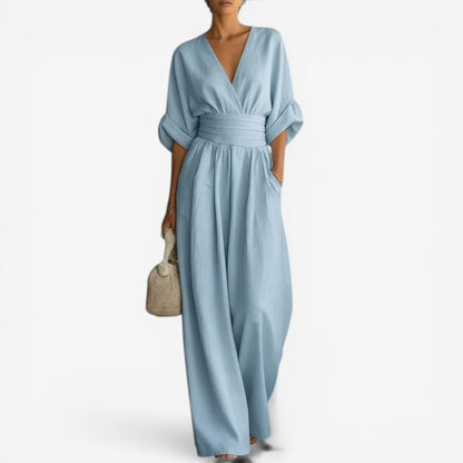 Dolores – Wide Leg Cinched Waist Jumpsuit