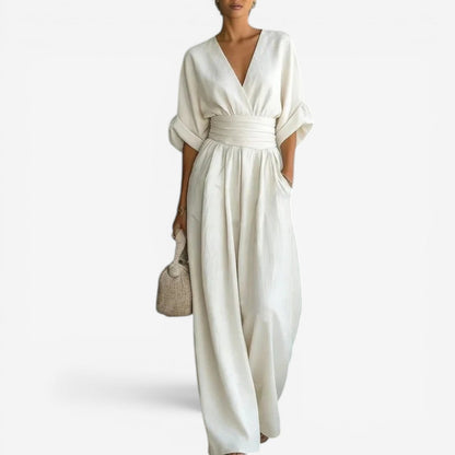 Dolores – Wide Leg Cinched Waist Jumpsuit
