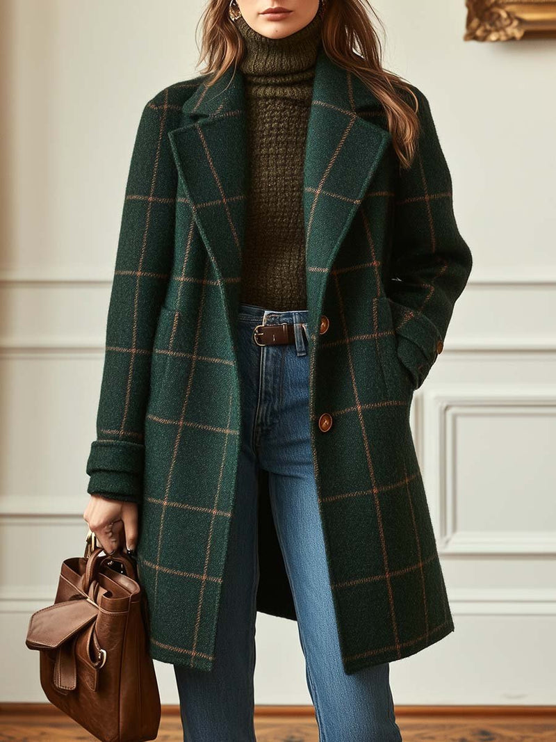 Elvira – Retro Plaid Tailored Coat