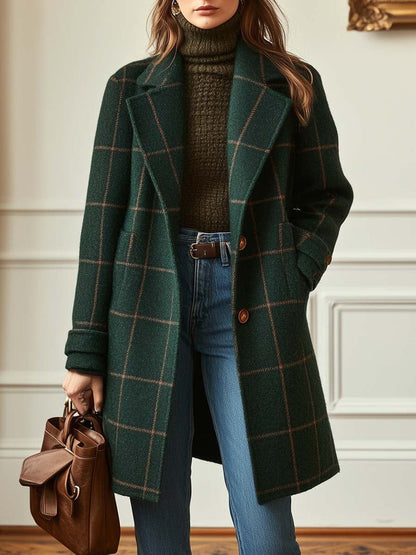 Elvira – Retro Plaid Tailored Coat