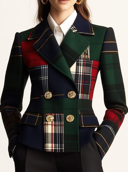 Diane – Patchwork Tartan Double-Breasted Blazer