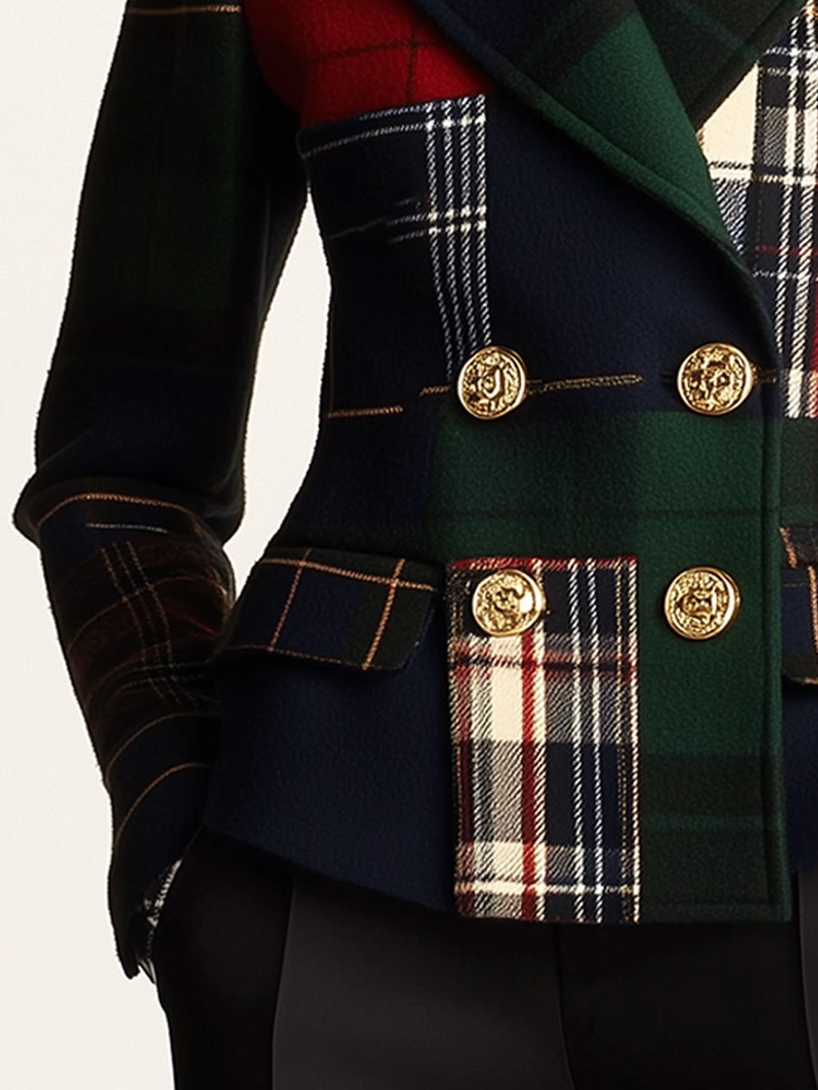 Diane – Patchwork Tartan Double-Breasted Blazer