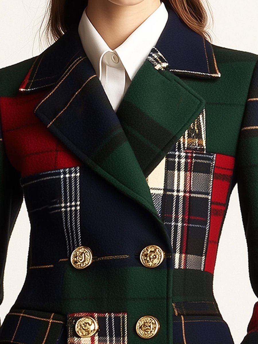 Diane – Patchwork Tartan Double-Breasted Blazer