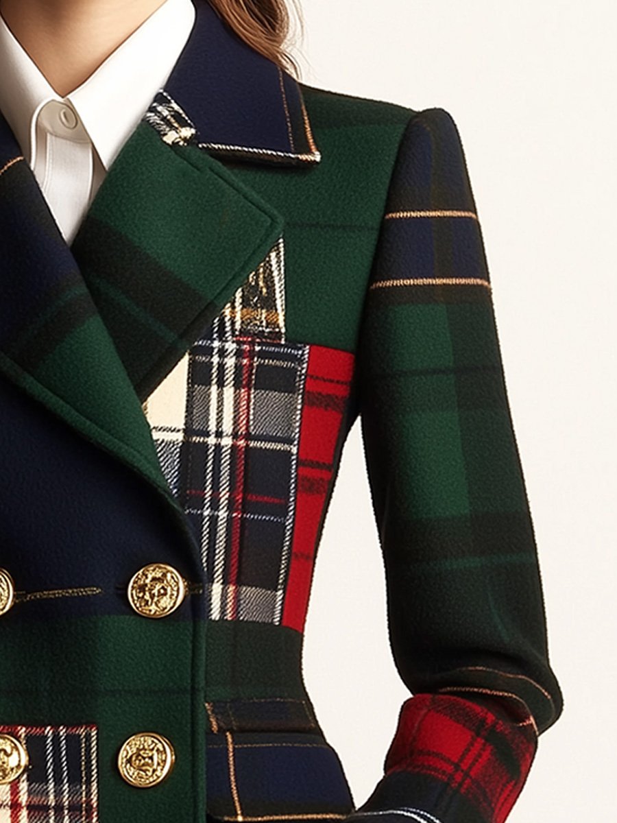 Diane – Patchwork Tartan Double-Breasted Blazer