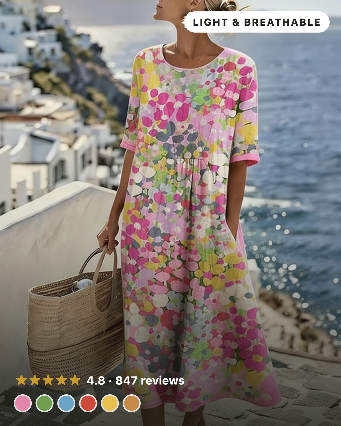 Gina – Abstract Floral Print Midi Dress