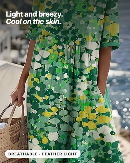 Gina – Abstract Floral Print Midi Dress
