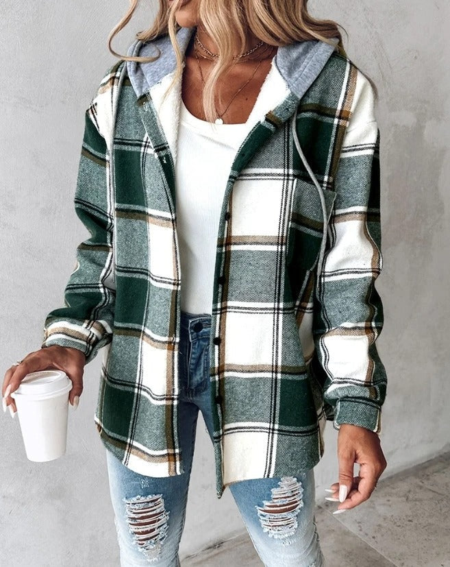 Julie – Plaid Flannel-Look Hooded Jacket