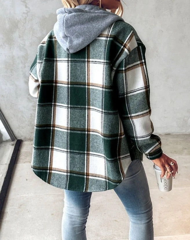 Julie – Plaid Flannel-Look Hooded Jacket