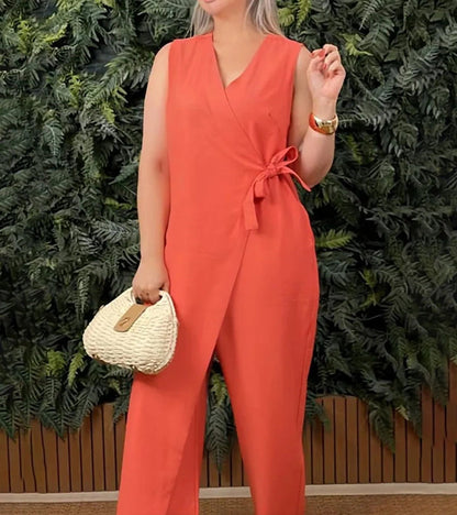 Winona – Sleeveless Wrap-Front Jumpsuit